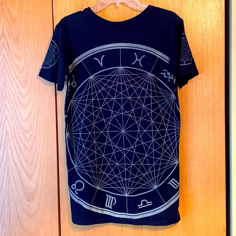 RARE Android Homme tee t-shirt SMALL black Astro chart zodiac MADE IN USA EUC